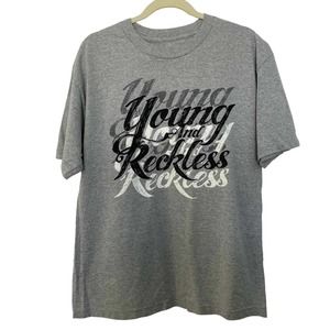 🌵 Young and Wreckless Men's Gray Cotton Logo Crew Neck T-Shirt - Size Large